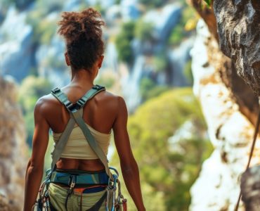 African merican woman hikier climbing backpack adult.