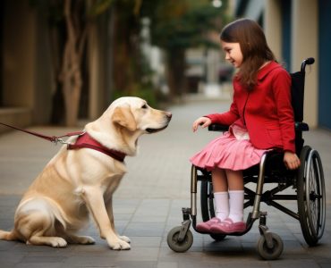 Dog wheelchair girl mammal. AI generated Image by rawpixel.