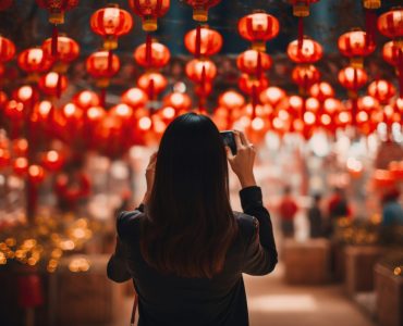Chinese woman tradition festival lantern. AI generated Image by rawpixel.