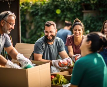 Volunteers helping with food donation AI generated image
