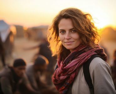 The young female humanitarian adult scarf photo.
