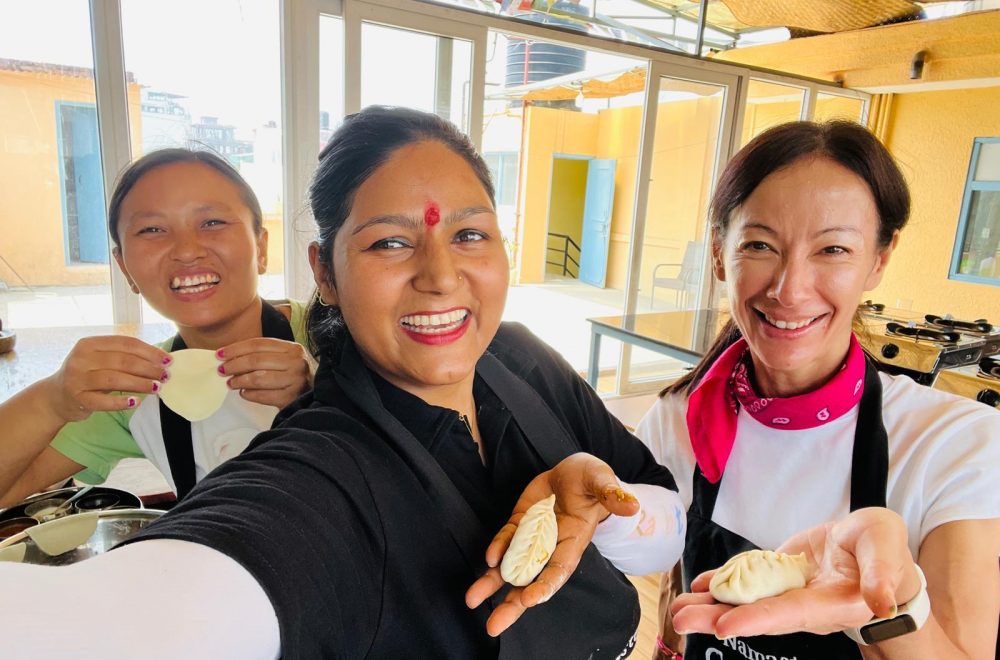 Photo – Namaste Cooking School in Kathmandu Learning to make traditional Nepalese ‘momos’ with the women of the Namaste Cooking School.