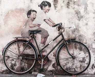 Photo- Painting Children on Bicycle