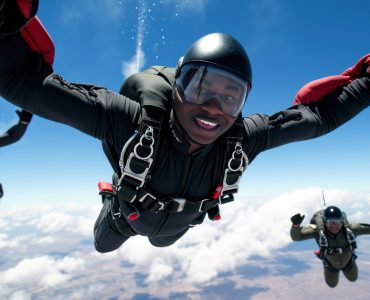 Man adventure skydiving.