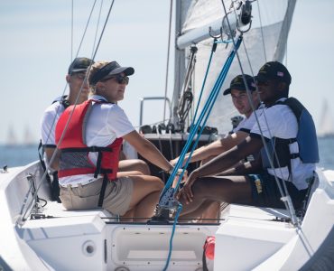 ANNAPOLIS, Md. (July 15, 2019) Midshipmen 4th Class, or plebes, from the United States Naval Academy Class of 2023 complete sailing training during Plebe Summer, a demanding six-week indoctrination period intended to transition the candidates from civilian to military life.

More:

 As the undergraduate college of our country's naval service, the Naval Academy prepares young men and women to become professional officers of competence, character, and compassion in the U.S. Navy and Marine Corps. (U.S. Navy photo by Mass Communication Specialist 2nd Class Nathan Burke/Released). Original public domain image from Flickr