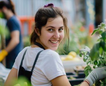 Volunteering photography gardening portrait.