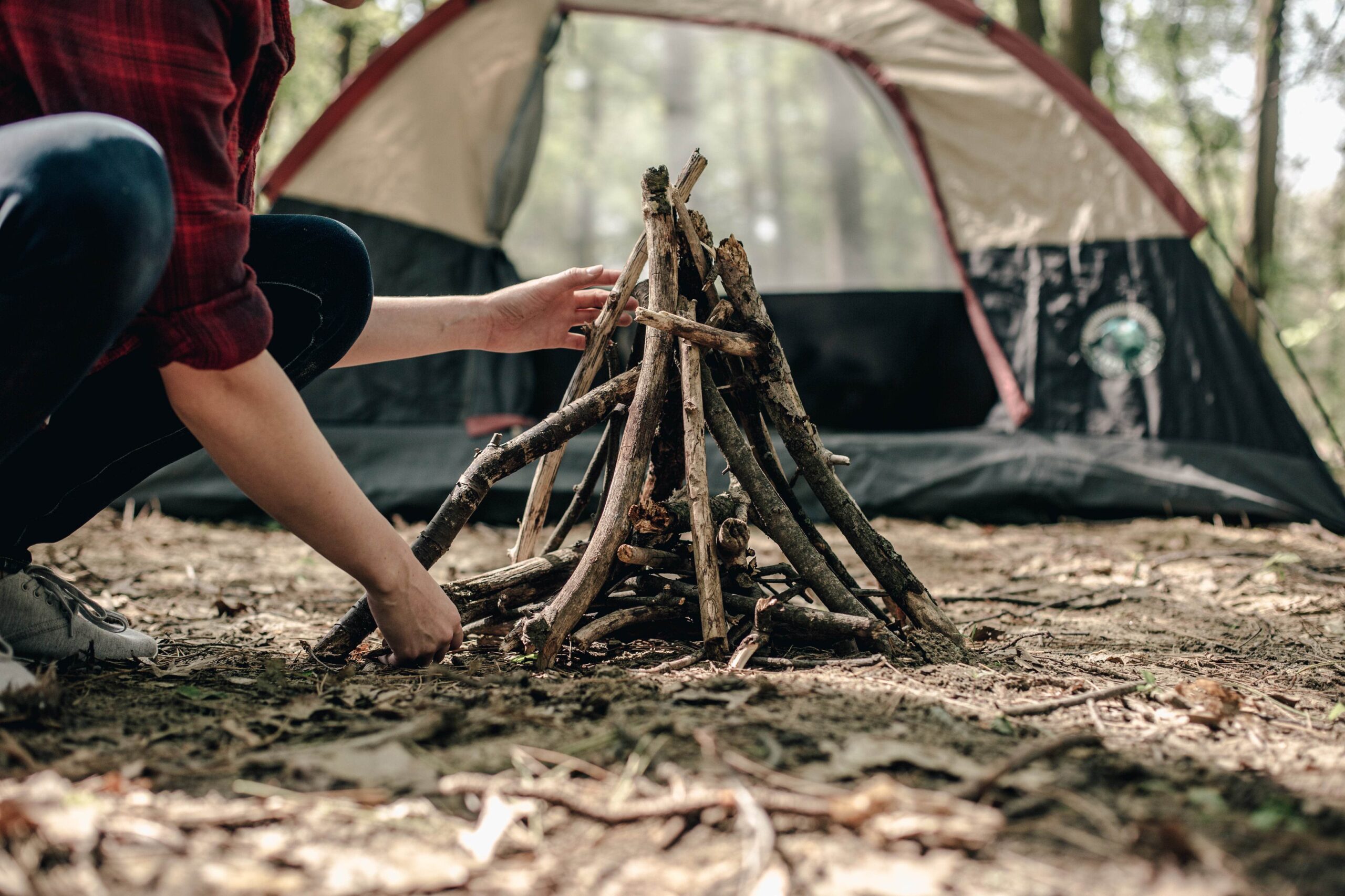 Photo - Building a Fire In Front of a Tent